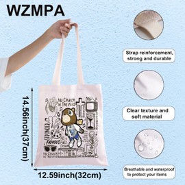 WZMPA Bear Drop Out Tote Bag Bear Drop Out Lover Gift Graduation Bear Aesthetic Shoulder Bag Hip Pop Rapper Gift, No Church Tg, Large