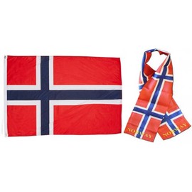 MWS Wholesale Combo Set Norway Norwegian Country 3x5 3’x5’ Flag and 8"x60" Scarf