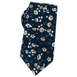 Mantieqingway Men's Cotton Floral Neck Tie 2.56'' Printed Skinny Tie, N-24, 147*6.5*3.8cm
