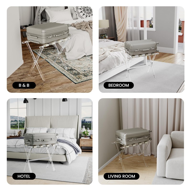 Sumerflos Acrylic Luggage Rack for Guest Room - Foldable Suitcase
