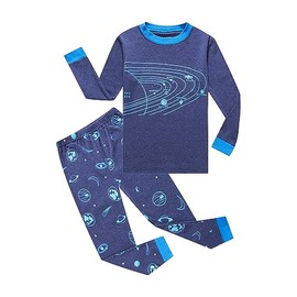 KikizYe Space Big Boys Long Sleeve Pajamas Kids Solar System Cotton Pjs Size 16