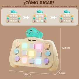 ZZBIFRJ Fidget Pop It Electronico, Juego Sensorial con música y RGB Luces de Color, para Aliviar El Estrés y El Aburrimiento, Juguetes de Fiesta para niños, Adolescentes, Adultos (Dinosaurio)