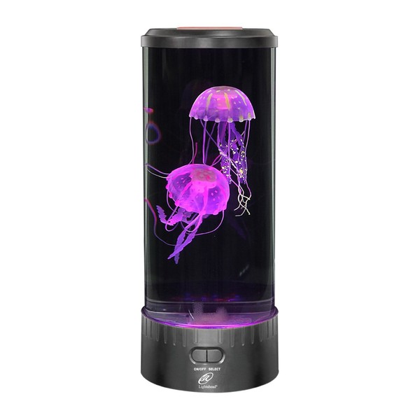 Lightahead LED Jellyfish Lava Lamp Round with 18 LEDs & Vibrant Multi Color Changing Light Effects. The Ultimate Large Sensory Synthetic Jelly Fish Tank Aquarium Mood Lamp. Ideal Gift (Large)