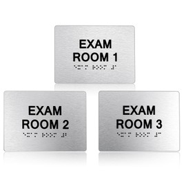 Tactile Exam Room Number Sign 1-3 with Braille - 5" x 7"