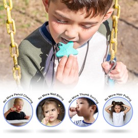 TalkTools Sensory Chew Necklace - Teething and Biting Chewelry, Helps Reduce Anxiety for Kids and Adults with ADHD and Autism. Chewing Pendant for Boys and Girls (Sea Shell, Yellow)