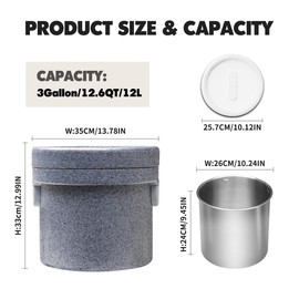 Plieren EPP Insulated Soup Container Commercial Food Warmer for Hot or Cold Food,Hot Box for Catering,With Stainless Steel Bucket,Stackable Soup Carrier for Restaurant, Canteen, Home (12.6QT)