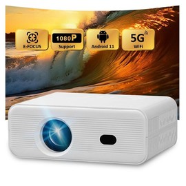 ENUOSUMA 【Spring Glow-Up】Native 1080P Bluetooth Projector,2.4/5G Dual Band WiFi,built-in Speaker,Home Theater,Compatible with Multi device,Support IOS &Android - Specification: projector+projector screen