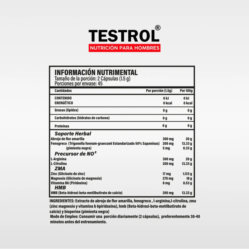 Suplemento En Cpsula Testrol Platinum Hmb , Zma De Testrol