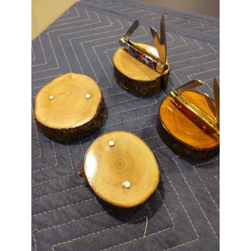 2-- KNIFE DISPLAY STANDS, SOLID PEAR WOOD