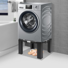 Washing Machine Stand, Heavy Duty Mini Fridge Stand, Adjustable Dryer Stand Base 12 Inch Universal Fit 1102.3lbs Capacity Furniture Mover Fridge Stand for Refrigerator, Laundry Pedestal (Black)