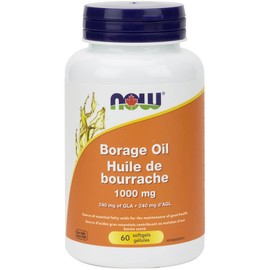 NOW Borage Oil 1000mg, Expeller Pressed, Hexane-Free, 60 Softgels