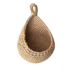 Hanging Wall Vegetable Fruit Baskets, Handmade Cotton Rope Woven Hanging Basket, Suitable for Hanging Baskets for Storing Items in Bedroom, D (W 21 x H 21 x 23 cm)
