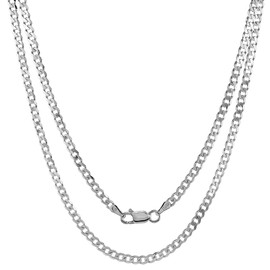 Sterling Silver 3mm Curb Link Chain Necklace for Women and Men Nickel Free Italy 28 inch