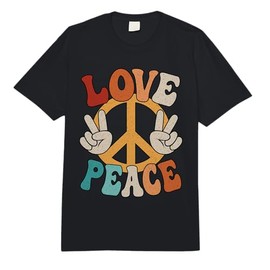 Love Peace Sign 60s 70s Outfit Hippie Groovy Women Girls Comfort Colors Adult Heavyweight T-Shirt
