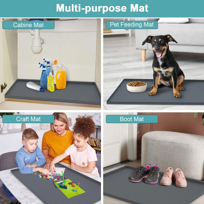 Mecheer Under Sink Mats for Kitchen Waterproof, Silicone Under Kitchen