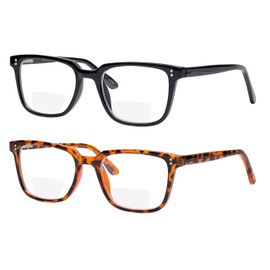Yogo Vision - Juego de 2 gafas de lectura bifocales para hombres y mujeres, La Habana Negra/Marrón, 50-19-144