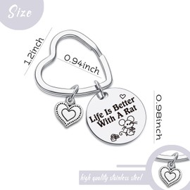 7RVZM Rat Gifts For Rat Lovers Keychain Rat Themed Gift Mouse Gift Rat Owner Gift Animal Lover Keychain, Rat Keychain, Standard