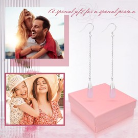 GLLBTPT Natural Opal Linear earrings in Sterling Silver,Gold Droplet Chain Dangle Earrings for Women,Long Dangle Drop Earrings for Women Teen Girls