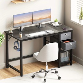 DUMOS 40" Home Office Computer Desk Executive Work Table w/ Storage Shelf & Drawer - 40 Inch Black