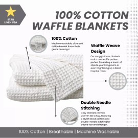 Star Linen USA Santa Grace Honeycomb Thermal Waffle Blankets Bed/Sofa/Couch Throws 100% Cotton - Queen, White