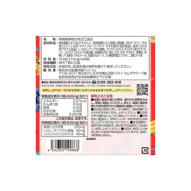 [医食同源ドットコム] iSDG 121酵素 Diet Hot酵素 (ダイエットホット酵素) 60粒入り 30日分