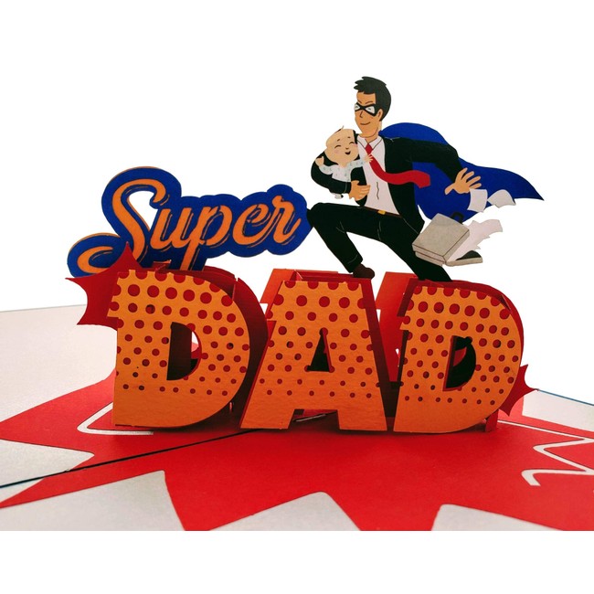 iGifts And Cards Super Dad 3D Pop Up Greeting Card - Happy Father's Day, Birthday, Cool, Awesome, Inspirational, Funny, Perfect, Fun, Special Occasion