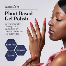 MelodySusie Fleurwee Plant Based Gel Nail Polish, Nail Polish Hema Free 21 Non Toxic Long Lasting No Chip Finger Toe Nail Art Manicure Salon DIY at Home Gifts for Women Watermelon Red P62