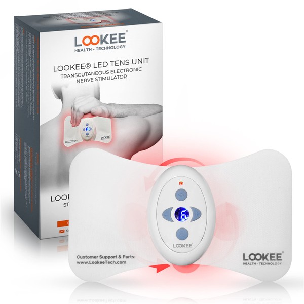LOOKEE LED TENS Unit Muscle Stimulator With Red LED Light Therapy for Pain Relief, TENS Machine and EMS Electronic Pulse Massager for Back, Shoulder Pain, Leg, Arm and Arthritis Pain Relief