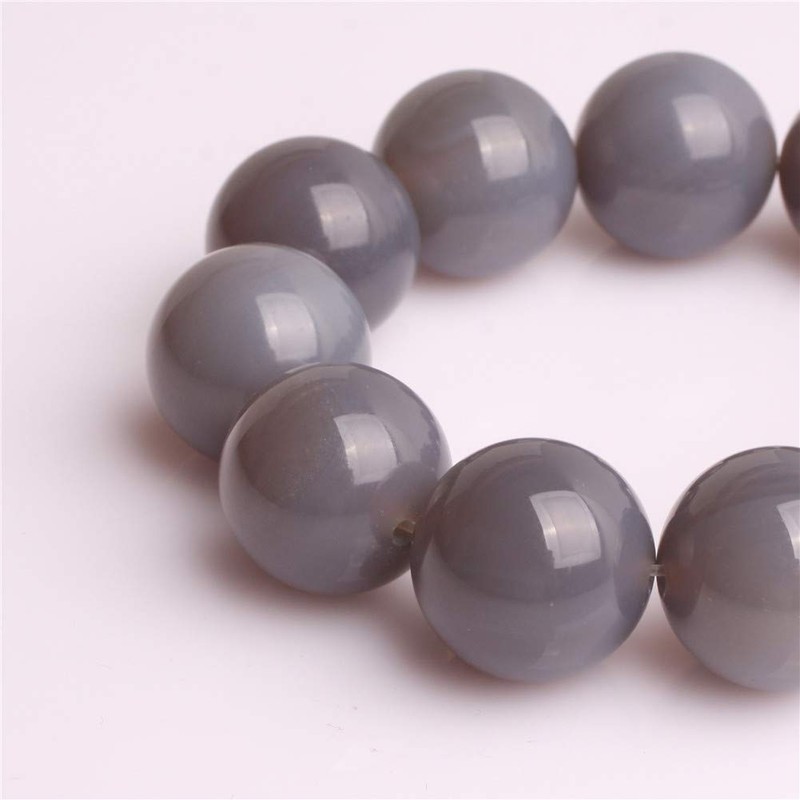 GEM-inside Grey Agate Beads Round Gemstone Gray Loose Beads Agate