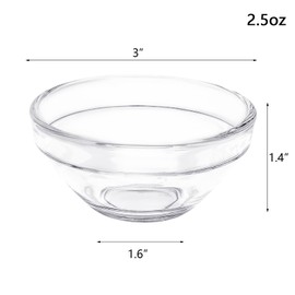ATRDTO 10pcs Mini 3" Glass Bowls 2.5oz Microwave Safe Durable Ingredient Bowls for Prep, Small Serving Dishes for Dessert Snack Spice Sauce Tasting (10)