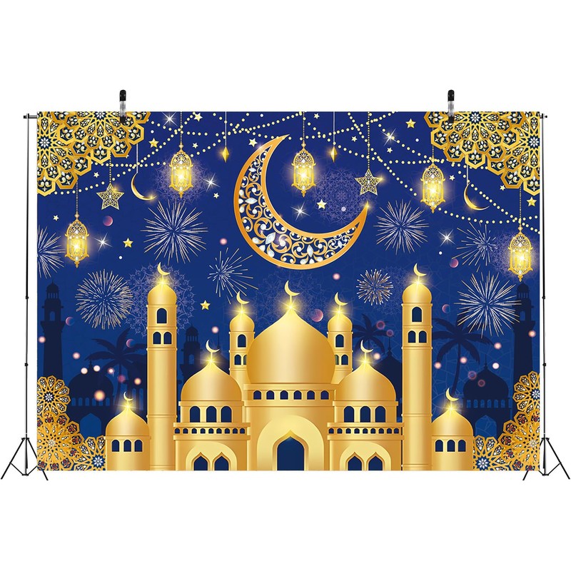 Ramadan Mubarak Decorations Backdrop Blue Happy Ramadan Mubarak Photography Background