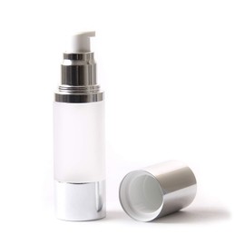 Frosted & Silver Chrome 30ml with Cap - Airless Serum Bottles x 10
