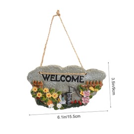 FRCOLOR Garden Welcome Sign Home Decor Display Present Show Hanger Outside Retro Dish Welcome Hanging Tag Welcome Hanging Sign Resin