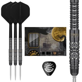 Target Japan Black Marque Creed Steel Tip Darts with Kflex, 25G | 90% Tungsten Dart Set, K-Flex Flights and Shafts No.2, Swiss Nano Point Tips, Shunpei Kuroda
