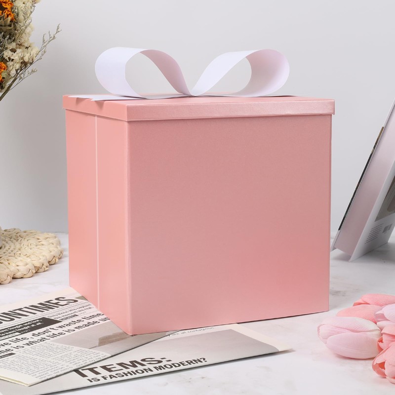 BIOBROWN Medium Birthday Gift Box with Lids, Bow and Tissue