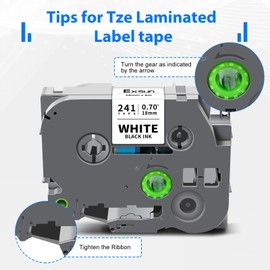Exsun 5 Pack Compatible TZe-241 18 mm Label Tape for Brother TZ Tape TZ-241 TZe241 for Ptouch PT-2030 PT-D450VP PT-D400 PTE300VP PTE500VP PT-D600 PT-P750W Black on White 18 mm x 8 m