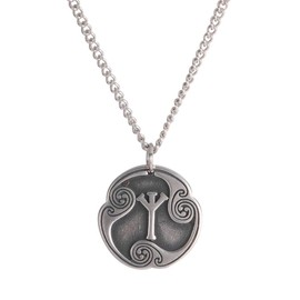Amaxer 24 Runes Talisman Viking Jewellery Asatru Necklace Pagan Wiccan Pendant Nordic Runes Vintage Nordic Amulet Necklace for Women Men, Metal