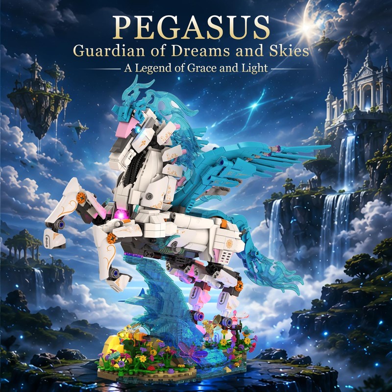 JMBricklayer Pegasus Building Set for Adults, Mythical Animal Art Decor