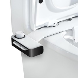 Hinmood Ultra-Slim Bidet Attachment for Toilet Dual Nozzles Feminine & Rear Wash Bidet Toilet Seat Attachment Non Electric Self Cleaning Adjustable Water Pressure, Rear Wash (KB001)