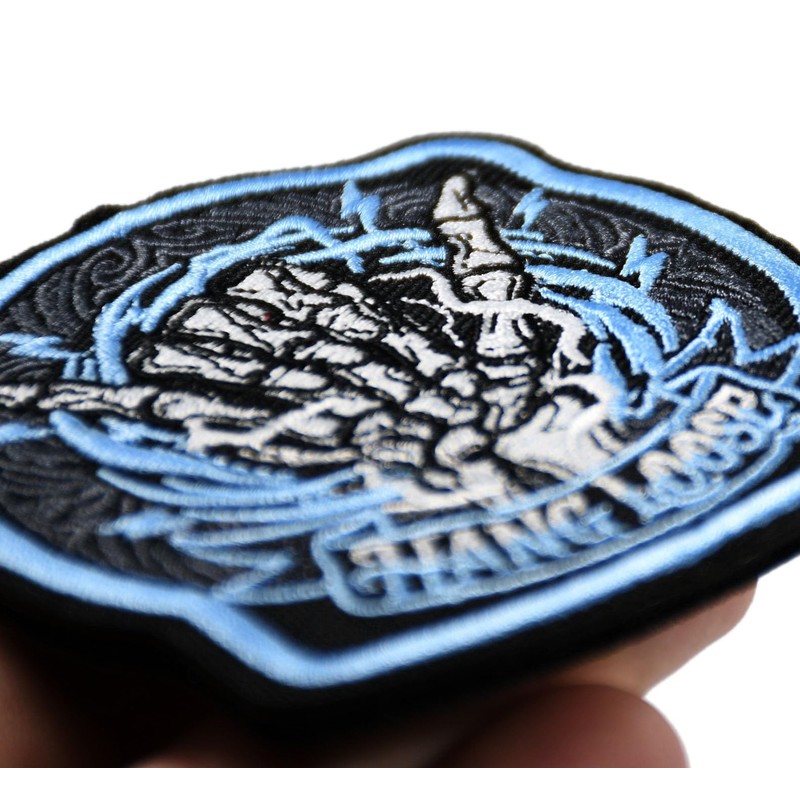 Hang Loose Skeleton Shaka Embroidery Morale Patch - Hook and