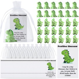 HappyAlley 30 Set/90 Pcs Employee Appreciation Gifts Bulk Funny Positive Dinosaur with Inspirational Cards Tiny Resin Dinosaur Figures for Coworker Team Building Gifts Birthday Graduation Party Favors