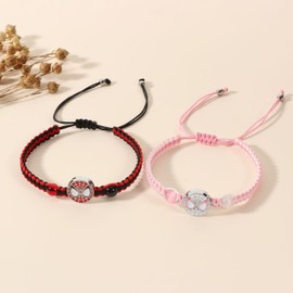 SKIRIFLA Matching Bracelets for Couples Gf And Bf, Best Friend Bracelets Spider Bracelet Valentines Day Anniversary Bracelet Gifts for Boyfriend Husband Spider Braided Jewelry for Women Men Her (S+S)