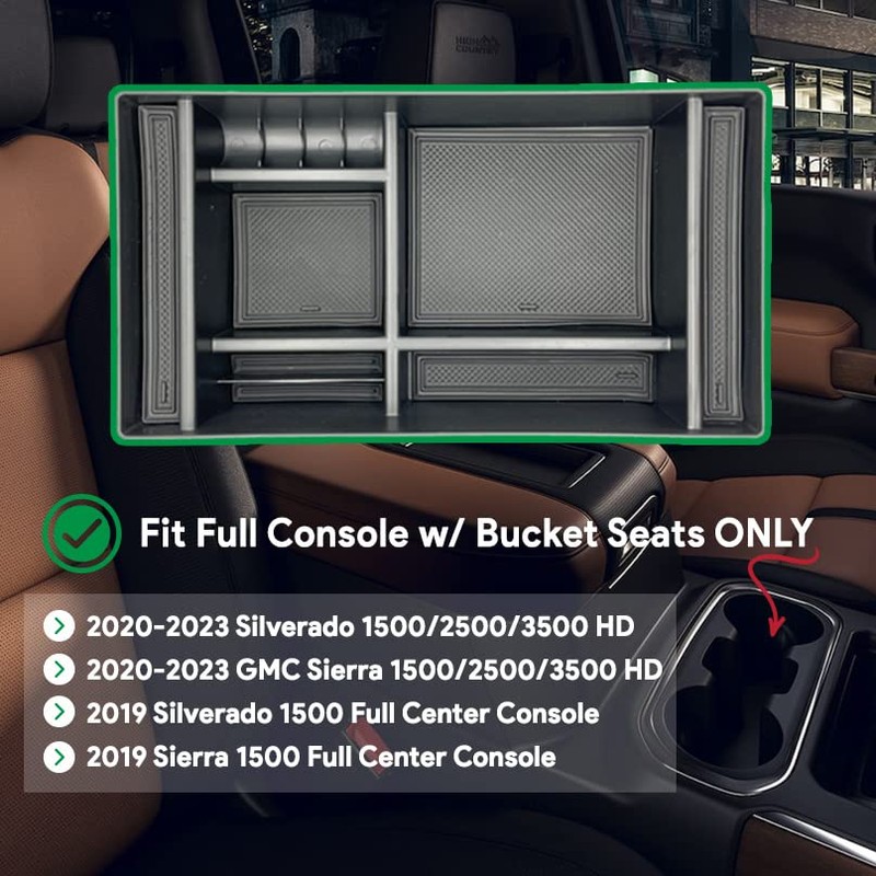 NicetoCar Center Console Organizer Compatible with 2020-2023 Chevy Silverado/Sierra 1500/2500