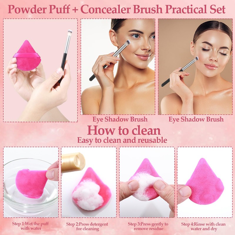 Hebterrka 8 Pieces Triangular Powder Puffs Face Makeup Setting Powder
