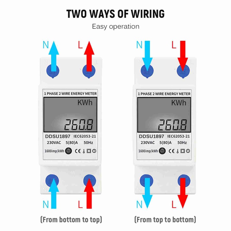 Digital Electric Energy Meter Single Phase DIN Rail Electricity Meter