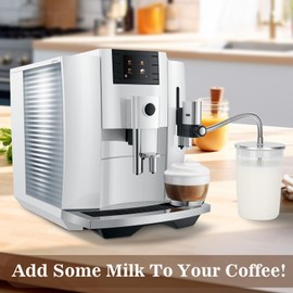 Glass Milk Container for Jura & Stainless Steel Milk Pipe Casing with HP3 Adapter, Compatible with Jura Coffee Machine Models: Z8, Z6, J6, S8, S80, E8, GIGA X8cG2 / X8G2/X3cG2 / X3G2, X8, X10, WE8