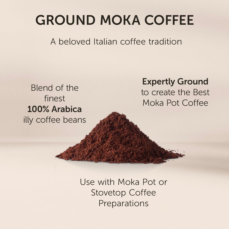 illy Ground Coffee Moka - 100% Arabica Flavored Coffee Ground