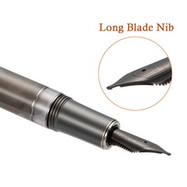 Hongdian N7 Gray Rabbit Resin Piston Fountain Pen, Iridium Long Blade Fine Nib Classic Pen, Smooth Writing Pen with Metal Box