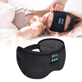 Joythink Sleep Mask Headphones Wireless Bluetooth Eye Mask Side Sleepers Blackout Earbuds Speaker Microphones Airplane Travel Eye Cover Men Women Black