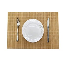 ANDSTAR Set of 2 Pcs Bamboo Placemats Sushi Rolling Mat Japanese Style Natural Anti-Slip Bamboo Placemats Washable Heat-Resistant Table Mats for Dining Room and Kitchen（Brown）